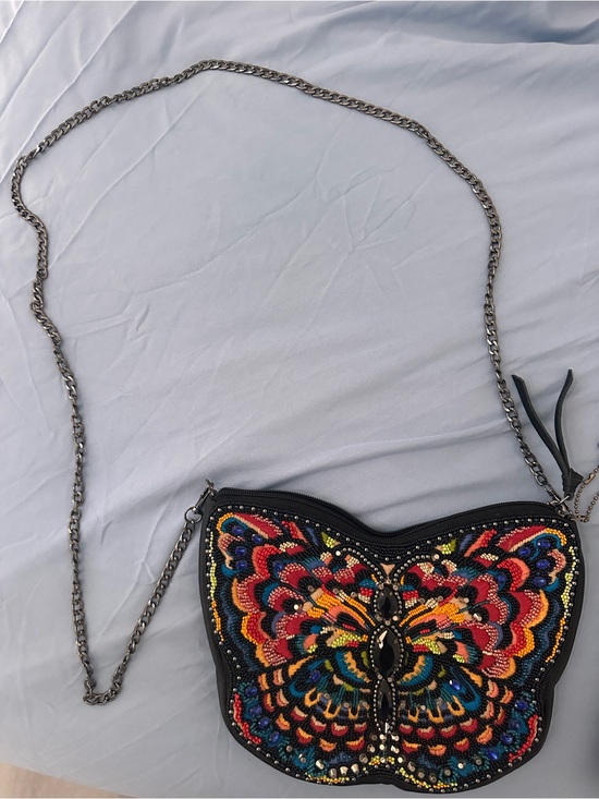 Mary Frances Handbags - Mary Frances Black Crossbody Butterfly Beaded Bag